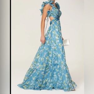 COPY - NWT Mac Duggal Ruffal Tiered Floral Cut-out Chiffon Gown